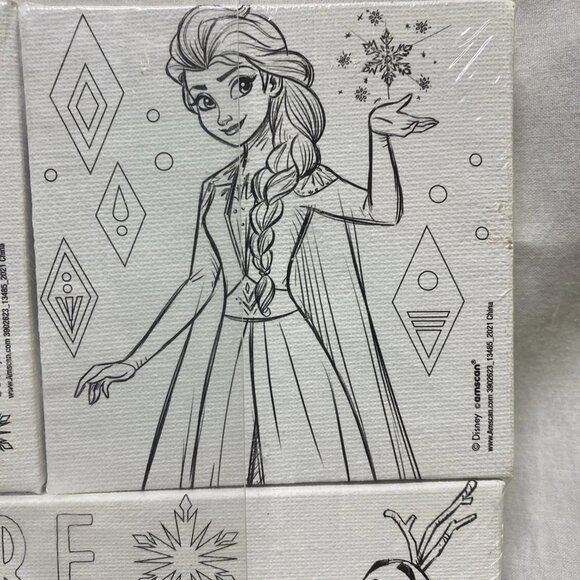 3 Disney's FROZEN Color Your Own Canvases + 1 Paint Brush and 6 Paints! - Picture 1 of 8